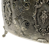 FINE 925 STERLING SILVER HANDMADE CHASED ORNATE FLORAL APPLIQUE MATZAH HOLDER