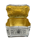 925 STERLING SILVER & GILDED HANDMADE CHASED ORNATE FLORAL ESROG JEWELRY BOX