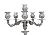 ITALIAN 925 STERLING SILVER HANDCRAFTED ORNATE SQUARE BASE SIX LIGHT CANDELABRA