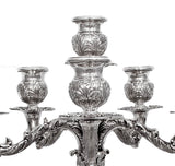 ITALIAN 925 STERLING SILVER HANDCRAFTED ORNATE SQUARE BASE SIX LIGHT CANDELABRA