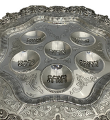 FINE 925 STERLING SILVER HANDMADE CHASED SWIRL OPEN FLORAL ORNATE SEDER PLATE