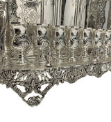 LARGE 925 STERLING SILVER HANDMADE ORNATE CHASED SWIRL CROWN BACKWALL MENORAH