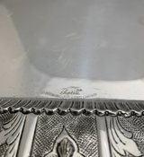 FINE 925 STERLING SILVER HANDMADE CHASED LEAF APPLIQUE ORNATE ELIYAHU CUP & TRAY
