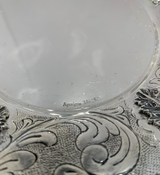 FINE 925 STERLING SILVER HANDMADE SWIRL CHASED LEAF APPLIQUE VIZNIZ CUP & TRAY