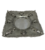 LARGE 925 STERLING SILVER HANDMADE MATTE & SHINY ORNATE WINE DECANTER & TRAY