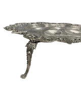FINE 925 STERLING SILVER HANDMADE CHASED SWIRL OPEN FLORAL ORNATE SEDER PLATE