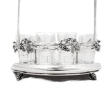 ITALIAN 925 STERLING SILVER & CRYSTAL HANDMADE SLEEK GRAPE ORNATE LIQUOR SET