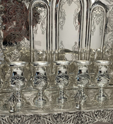 LARGE 925 STERLING SILVER HANDMADE ORNATE CHASED SWIRL CROWN BACKWALL MENORAH