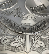 FINE 925 STERLING SILVER HANDMADE CHASED SWIRL OPEN FLORAL ORNATE SEDER PLATE