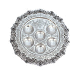 FINE 925 STERLING SILVER HANDMADE FLORAL SWIRL ORNATE SEDER PLATE & SHELVES