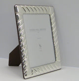 ITALIAN 925 STERLING SILVER HANDMADE GLOSSY MODERN FLUTED 7 X 9 PICTURE FRAME