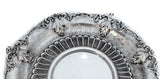 925 STERLING SILVER HANDMADE LEAF ORNATE APPLIQUE MATTE & SHINY ROUND PLATE TRAY
