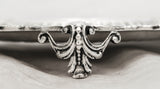 925 STERLING SILVER HANDMADE LEAF ORNATE APPLIQUE MATTE & SHINY ROUND PLATE TRAY