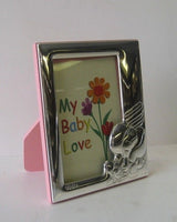 ITALIAN 925 STERLING SILVER ELEPHANT BABY PINK KIDS PICTURE FRAME