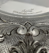 FINE 925 STERLING SILVER HANDMADE CHASED LEAF APPLIQUE ORNATE ELIYAHU CUP & TRAY