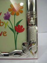 ITALIAN 925 STERLING SILVER TRINITY PINK BABY PACIFIER PICTURE FRAME