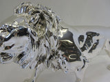 FINE ITALIAN SILVER PLATED HANDCRAFTED DETAILED FIERCE LION KING FIGURINE