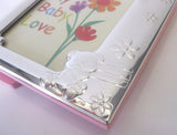 ITALIAN 925 STERLING SILVER TEDDY BEAR FLORAL PINK KIDS PICTURE FRAME