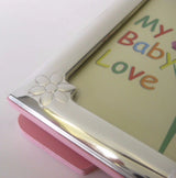ITALIAN 925 STERLING SILVER TEDDY BEAR FLORAL PINK KIDS PICTURE FRAME