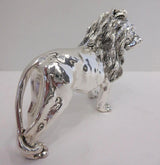 FINE SMALL ITALIAN SILVER PLATED HANDMADE DETAILED FIERCE LION KING FIGURINE