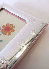 ITALIAN 925 STERLING SILVER TEDDY BEAR FLORAL PINK KIDS PICTURE FRAME