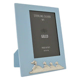 Gelco FINE Italian 925 Sterling Silver & Blue Wood Ducks Picture Frame