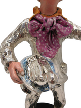 ITALIAN SILVER PLATED & MULTI COLOR ENAMEL HANDMADE DUCK MAGICIAN CLOWN FIGURINE