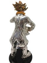 ITALIAN SILVER PLATED & MULTI COLOR ENAMEL HANDMADE DUCK MAGICIAN CLOWN FIGURINE