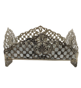 925 STERLING SILVER HANDMADE OPEN FLORAL LACE SHELL ORNATE FLAT NAPKIN HOLDER