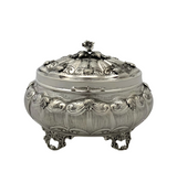 FINE 925 STERLING SILVER HANDMADE FLORAL LEAF APPLIQUE STRIATED ORNATE ESROG BOX