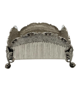 ITALY 925 STERLING SILVER HANDMADE LEAF CHASED SWIRL MATTE & SHINY NAPKIN HOLDER