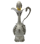 925 STERLING SILVER HANDMADE CHASED LEAF APPLIQUE ORNATE MATTE SHINY WINE BOTTLE