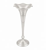 ANTIQUE SHREVE & CO 925 STERLING SILVER HANDMADE FLORAL VINE SLEEK TRUMPET VASE