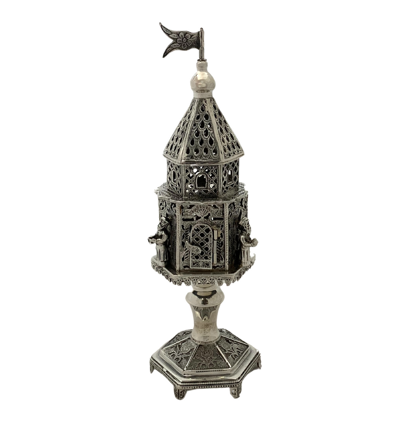 NOAH BEN ZION JERUSALEM 925 STERLING SILVER HANDMADE DETAILED BESAMIM HOLDER