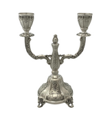 FINE 925 STERLING SILVER HANDMADE LEAF CHASED SWIRL ORNATE 2 LIGHT CANDELABRA