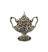 ANTIQUE 1926 STIEFF 925 STERLING SILVER HANDMADE CHASED REPOUSSE ROSE HONEY DISH