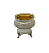 FINE 925 STERLING SILVER HANDMADE STRIATED SHINY SLEEK FINISH ORNATE SALT HOLDER