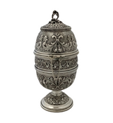 TALL ITALY 925 STERLING SILVER HANDMADE CHASED LEAF ORNATE STANDING ESROG BOX