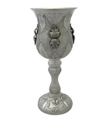 925 STERLING SILVER HANDMADE CHASED LEAF APPLIQUE SWIRL MATTE SHINY ELIYAHU CUP