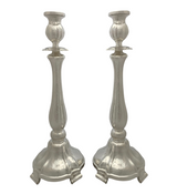 FINE 925 STERLING SILVER HANDMADE MODERN HAMMERED SHINY SLEEK CANDLESTICKS