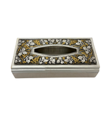 ANTIQUE MAZZUCATO 925 STERLING SILVER & GILDED HANDMADE GRAPE TISSUE BOX COVER