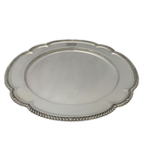 ANTIQUE 1949 GORHAM 925 STERLING SILVER HANDMADE GADROON RIM ROUND SERVING TRAY