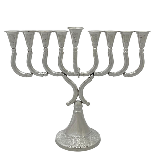 FINE SMALL 925 STERLING SILVER HANDMADE MODERN DIAMOND CUT CHANUKAH MENORAH