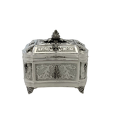925 STERLING SILVER & GILDED HANDMADE CHASED ORNATE FLORAL ESROG JEWELRY BOX