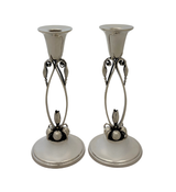 ANTIQUE BOARDMAN 925 STERLING SILVER HANDMADE JENSEN STYLE BLOSSOM CANDLESTICKS