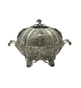 925 STERLING SILVER HANDMADE FLORAL LEAF APPLIQUE MATTE SHINY CARRIAGE ESROG BOX