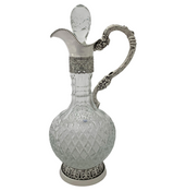 FINE TOPAZIO 925 STERLING SILVER & CRYSTAL HANDMADE FLORAL CHASED ORNATE PITCHER