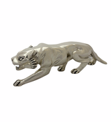 FINE ITALIAN SILVER PLATED HANDMADE UNIQUE SLEEK FIERCE PANTHER DECOR FIGURINE