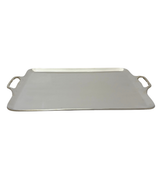 ANTIQUE MEXICAN 925 STERLING SILVER HANDMADE RECTANGULAR LOOP TWO HANDLED TRAY