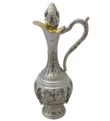 FINE 925 STERLING SILVER HANDMADE CHASED ORNATE SWIRL LEAF APPLIQUE WINE BOTTLE
